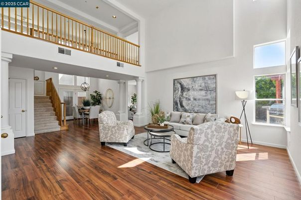 Dining room, Interior, Living room, Recessed Lighting, Wood Texture Flooring
