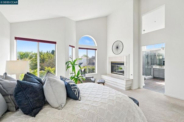 Bedroom, Fireplace, Interior, Wood Texture Flooring