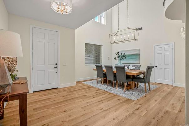 Chandelier, Dining room, Interior, Pendant Lights, Wood Texture Flooring