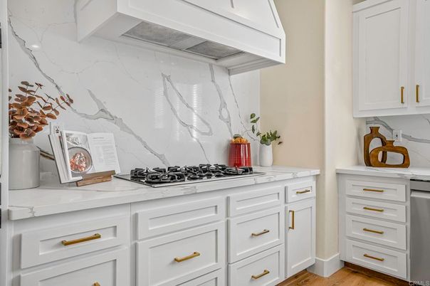 Interior, Kitchen, Marble Walls, Wood Texture Flooring
