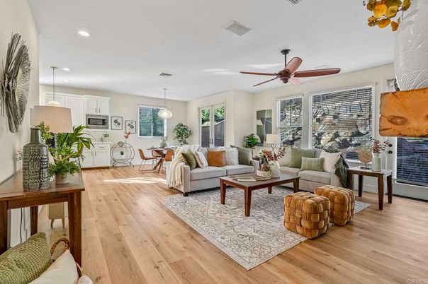 Dining room, Interior, Kitchen, Living room, Pendant Lights, Recessed Lighting, Wood Texture Flooring