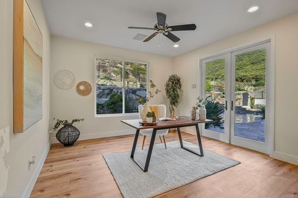 Home Office, Interior, Recessed Lighting, Wood Texture Flooring