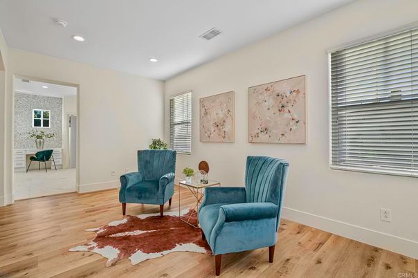 Home Office, Interior, Recessed Lighting, Wood Texture Flooring