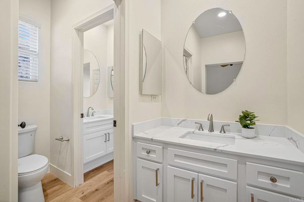 Bathroom, Dual Sink Vanities, Interior, Wood Texture Flooring