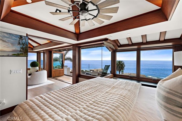 Bedroom, Interior, Recessed Lighting, Water, Wood Texture Flooring