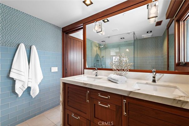 Bathroom, Dual Sink Vanities, Glass Shower, Interior, Recessed Lighting