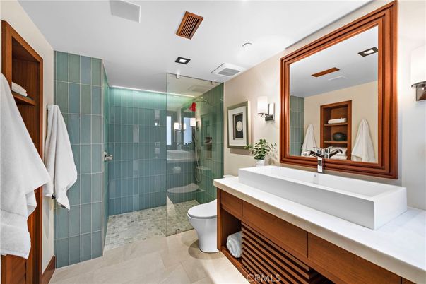 Bathroom, Glass Shower, Interior, Recessed Lighting