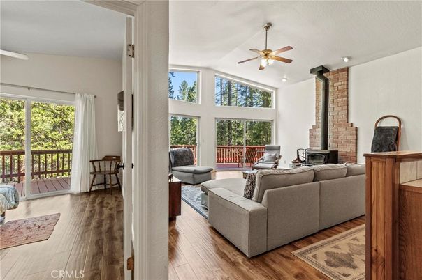 Fireplace, Interior, Living room, Stone Walls, Wood Texture Flooring