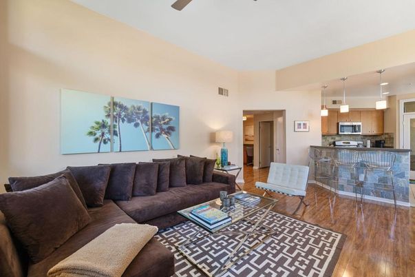 Interior, Kitchen, Living room, Pendant Lights, Stainless Steel Appliances, Wood Texture Flooring