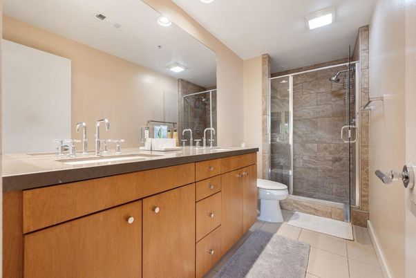 Bathroom, Dual Sink Vanities, Glass Shower, Interior, Recessed Lighting