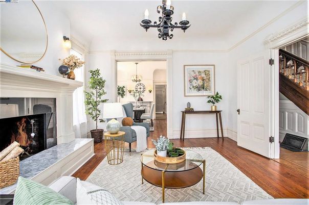 Chandelier, Dining room, Fireplace, Interior, Living room, Wood Texture Flooring