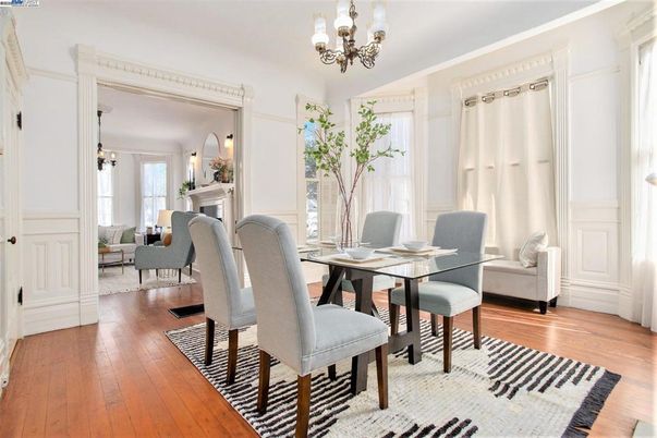 Chandelier, Dining room, Fireplace, Interior, Living room, Wood Texture Flooring