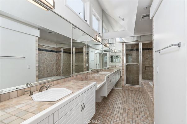 Bathroom, Dual Sink Vanities, Glass Shower, Interior, Tile Countertops
