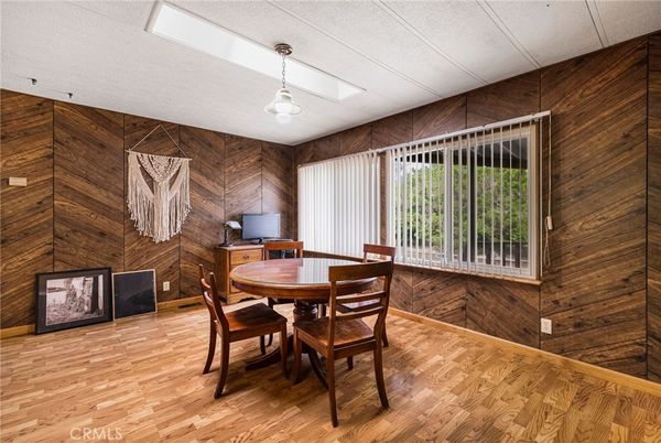 Dining room, Interior, Pendant Lights, Wood Texture Flooring, Wooden Walls