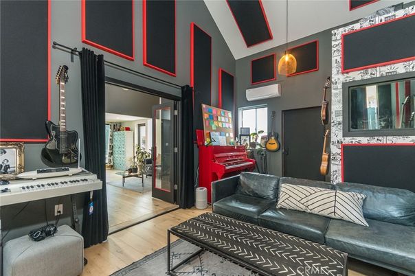 Interior, Kitchen, Living room, Pendant Lights, Piano, Wood Texture Flooring