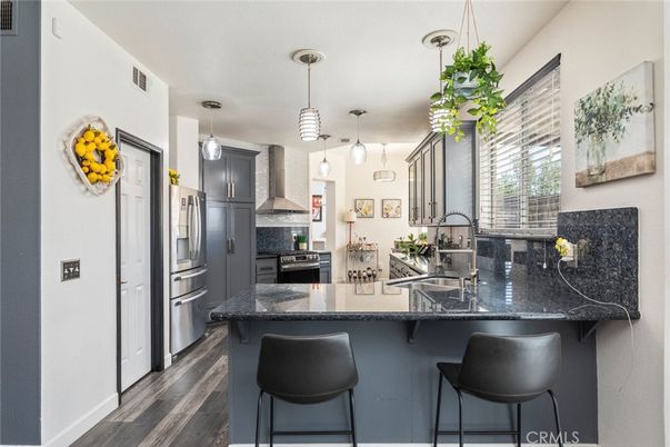 Interior, Kitchen, Pendant Lights, Stainless Steel Appliances, Wood Texture Flooring