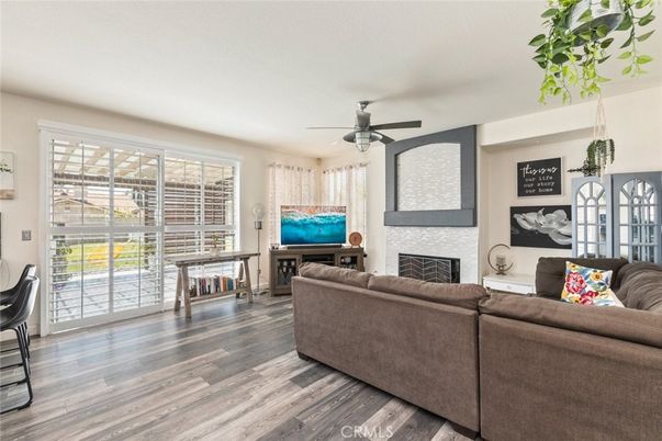Fireplace, Interior, Living room, Pendant Lights, Wood Texture Flooring