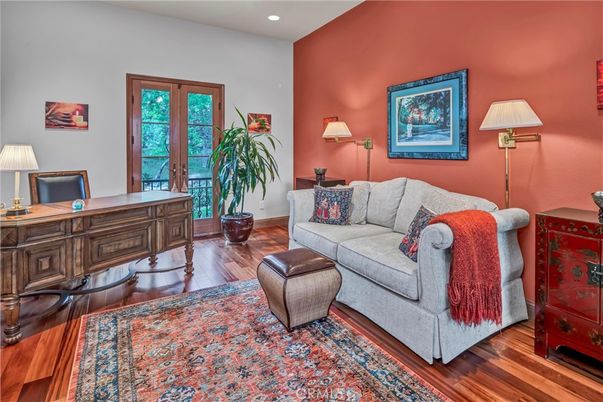 Home Office, Interior, Living room, Recessed Lighting, Wood Texture Flooring