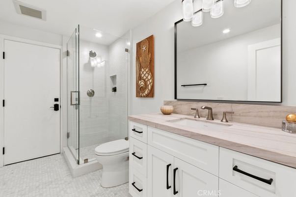 Bathroom, Glass Shower, Interior, Recessed Lighting