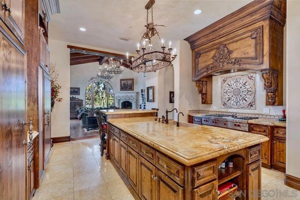 Chandelier, Fireplace, Interior, Kitchen, Recessed Lighting