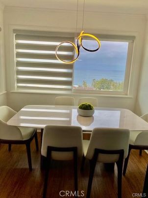 Dining room, Interior, Pendant Lights, Water, Wood Texture Flooring