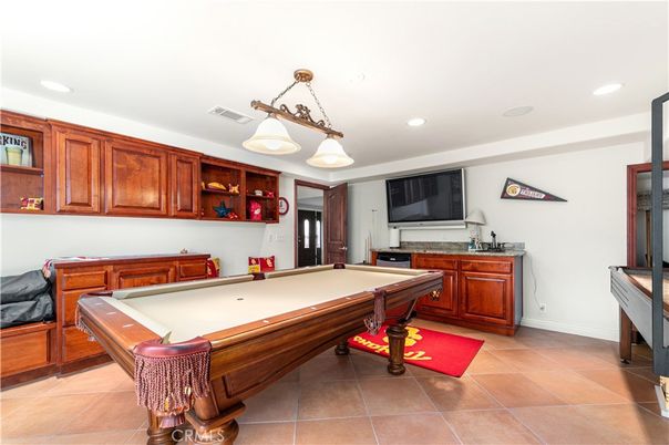 Billiard Table, Game Room, Interior, Pendant Lights, Recessed Lighting