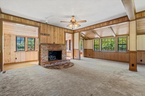 Empty room, Fireplace, Interior, Wooden Ceilings, Wood Texture Flooring, Wooden Walls