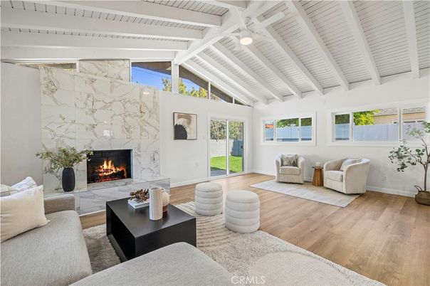 Fireplace, Interior, Living room, Marble Walls, Wood Texture Flooring