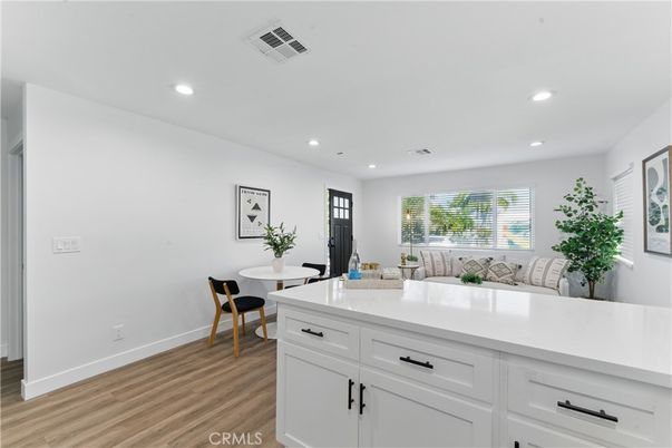 Dining room, Interior, Recessed Lighting, Wood Texture Flooring