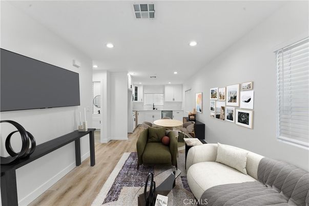 Interior, Kitchen, Living room, Recessed Lighting, Wood Texture Flooring