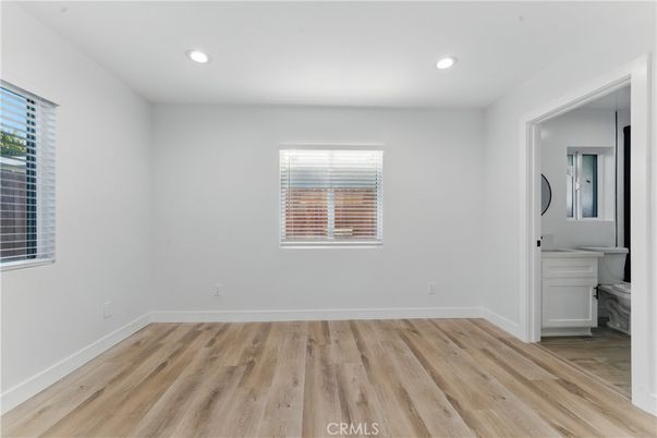 Bathroom, Empty room, Interior, Recessed Lighting, Wood Texture Flooring