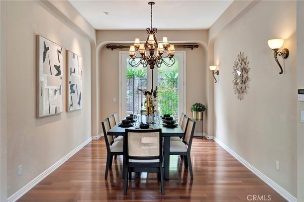 Chandelier, Dining room, Interior, Wood Texture Flooring