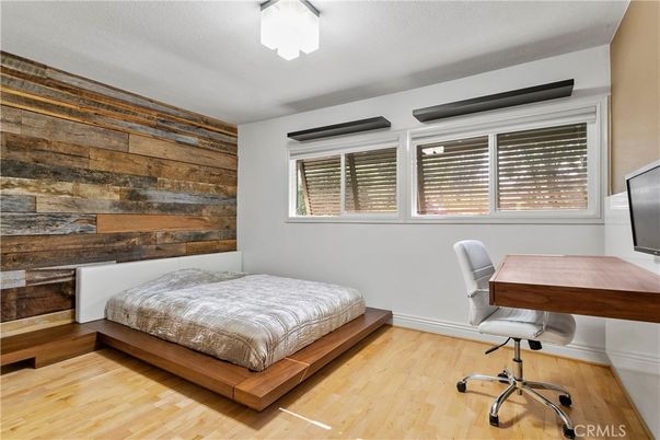 Bedroom, Home Office, Interior, Wood Texture Flooring, Wooden Walls