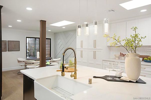 Dining room, Interior, Pendant Lights, Recessed Lighting, Wood Texture Flooring