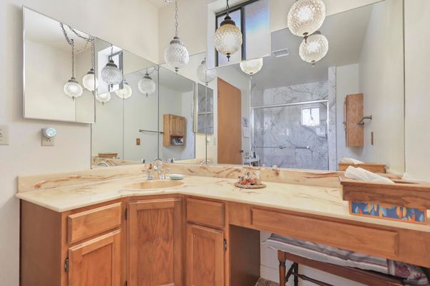 Bathroom, Interior, Marble Walls, Pendant Lights