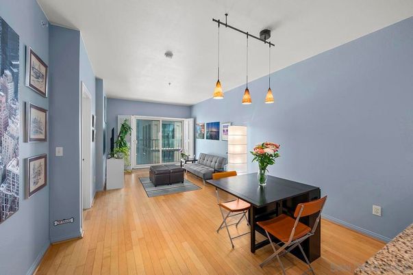 Dining room, Interior, Living room, Pendant Lights, Wood Texture Flooring