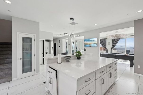 Interior, Kitchen, Marble, Pendant Lights, Recessed Lighting