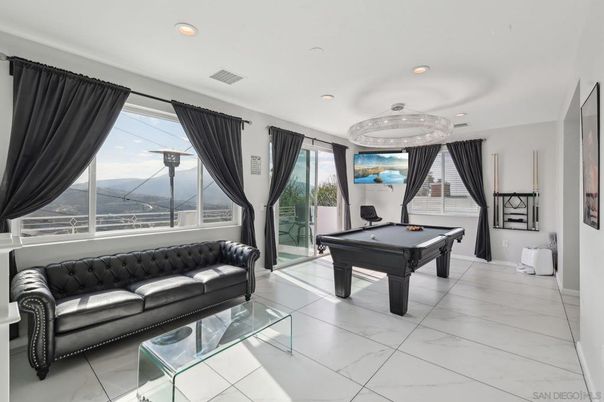 Billiard Table, Game Room, Interior, Marble, Recessed Lighting