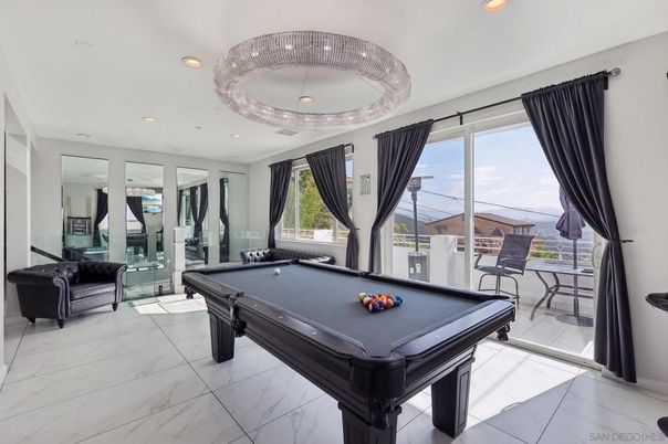 Billiard Table, Game Room, Interior, Marble, Recessed Lighting