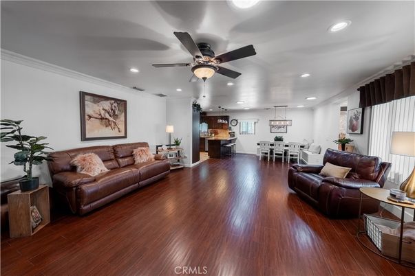 Dining room, Interior, Kitchen, Living room, Pendant Lights, Recessed Lighting, Wood Texture Flooring