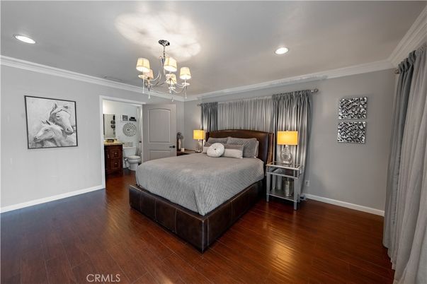 Bathroom, Bedroom, Chandelier, Interior, Recessed Lighting, Wood Texture Flooring