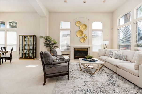 Dining room, Fireplace, Interior, Living room, Recessed Lighting