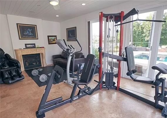 Fireplace, Fitness Equipment, Interior, Recessed Lighting