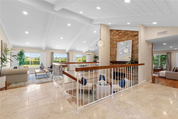 Fireplace, Interior, Living room, Pendant Lights, Recessed Lighting, Stone Walls