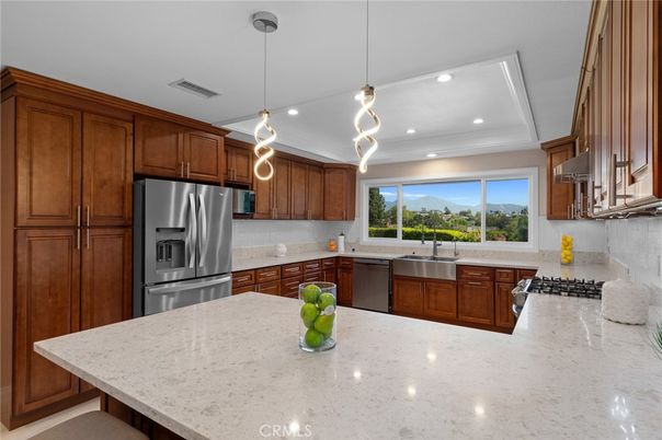 Interior, Kitchen, Pendant Lights, Recessed Lighting, Stainless Steel Appliances