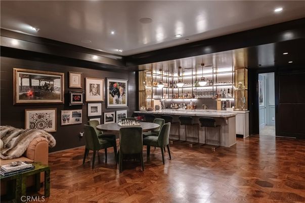 Dining room, Interior, Pendant Lights, Recessed Lighting, Wood Texture Flooring