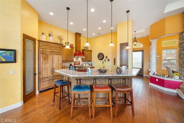 Interior, Kitchen, Pendant Lights, Recessed Lighting, Wood Texture Flooring