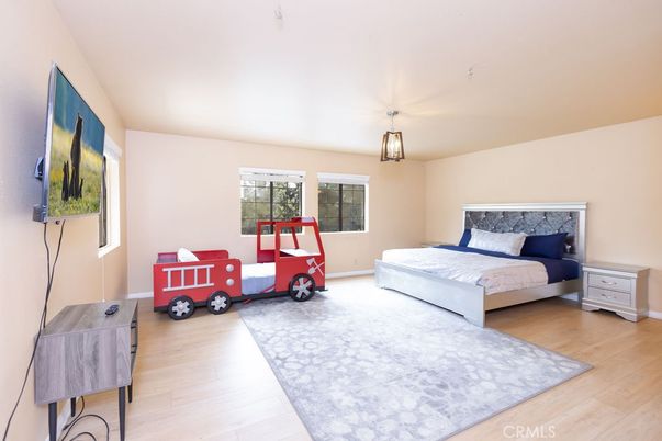 Bedroom, Interior, Pendant Lights, Wood Texture Flooring