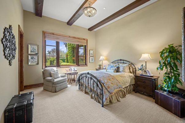Bedroom, Interior, Recessed Lighting, Wooden Beams