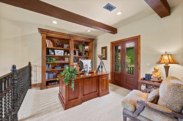 Home Office, Interior, Recessed Lighting, Wooden Beams